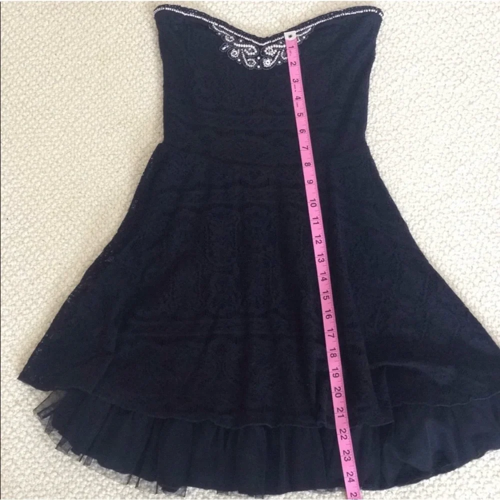 EUC 🌸 Free People Black Strapless Lace & Tulle Mini Dress | Feminine Boho Chic ✨ - Picture 4 of 6